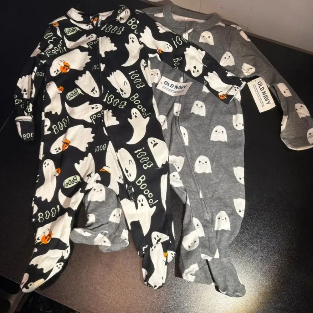 NWT Old Navy Baby Halloween Footed Sleep Play Pajamas Lot of 2 0-3M